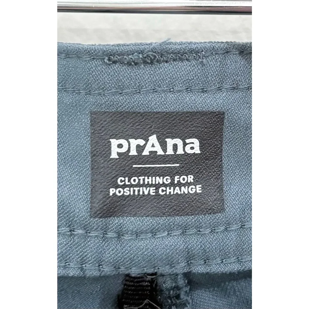 Prana Men’s Size 33x32 Slim Fit Blue/Gray Flat Front Pants Trousers Double Peak